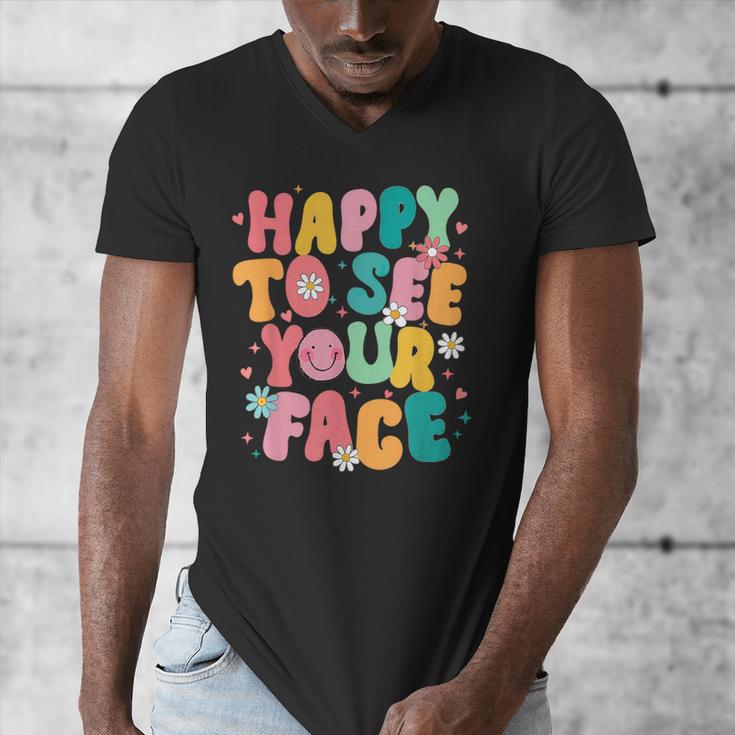 Happy To See Your Face Teacher Disco Ball Back To School Men's V-Neck T-Shirt, funny design