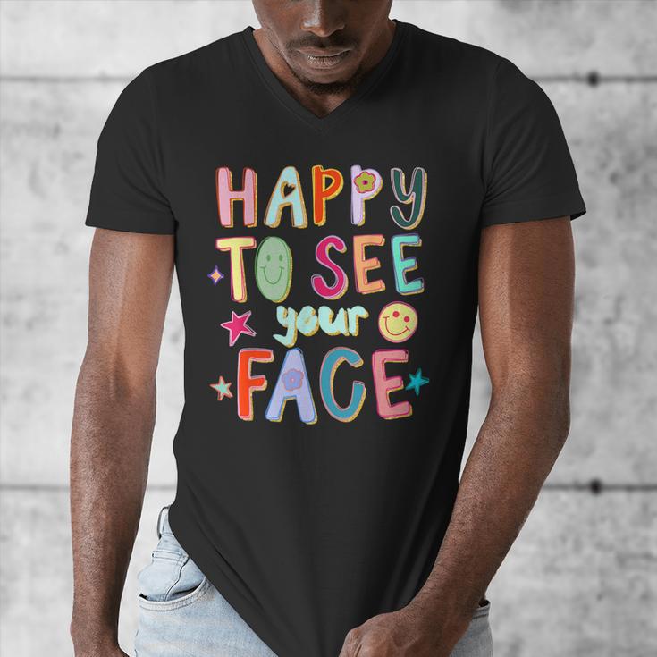 Happy To See Your Face Teacher Retro Back To School Men's V-Neck T-Shirt, funny design