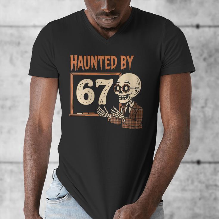 Haunted By 67 Halloween 67 Meme Six Seven Teacher Men's V-Neck T-Shirt, funny design Haunted By 67 Halloween 67 Meme Six Seven Teacher Men's V-Neck T-Shirt, funny design