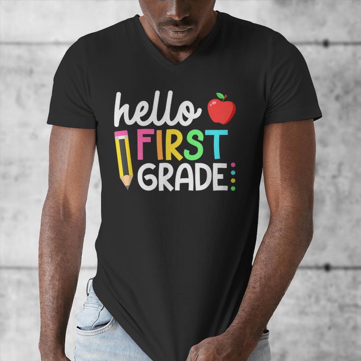Hello First Grade Team 1st Grade Back To School Teacher Kids Men's V-Neck T-Shirt, First Grade Teacher Gifts, funny design