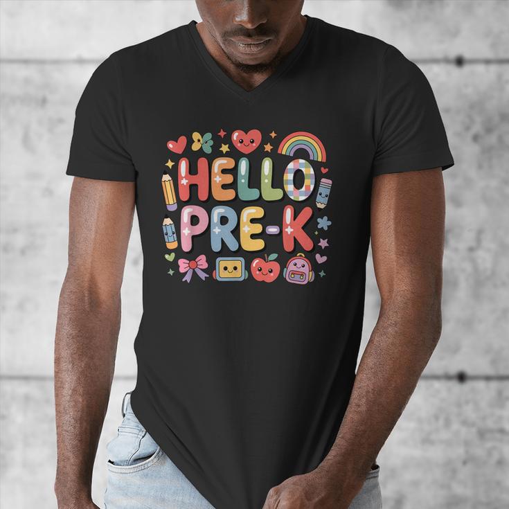 Hello Pre-K Back To School Teacher Student Fun Graphic Tee Men's V-Neck T-Shirt, funny design