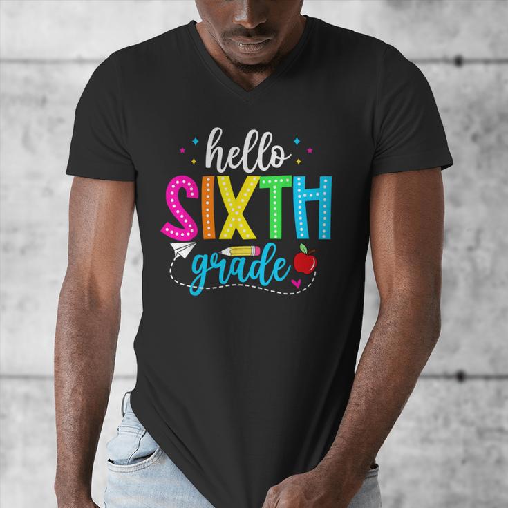 Hello Sixth Grade Cute Back To School 6th Grade Teacher Kids Men's V-Neck T-Shirt, funny design Hello Sixth Grade Cute Back To School 6th Grade Teacher Kids Men's V-Neck T-Shirt, funny design