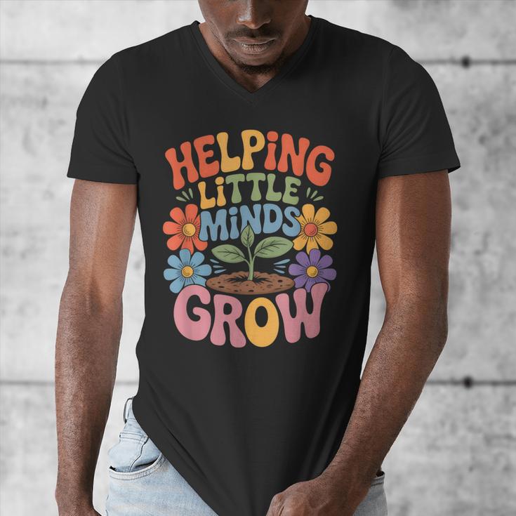 Helping Little Minds Grow Teacher First Day Back To School Men's V-Neck T-Shirt, funny design Helping Little Minds Grow Teacher First Day Back To School Men's V-Neck T-Shirt, funny design
