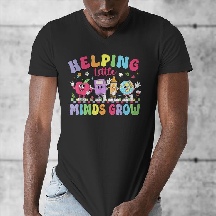 Helping Little Minds Grow Teacher Life Back To School Men's V-Neck T-Shirt, funny design Helping Little Minds Grow Teacher Life Back To School Men's V-Neck T-Shirt, funny design