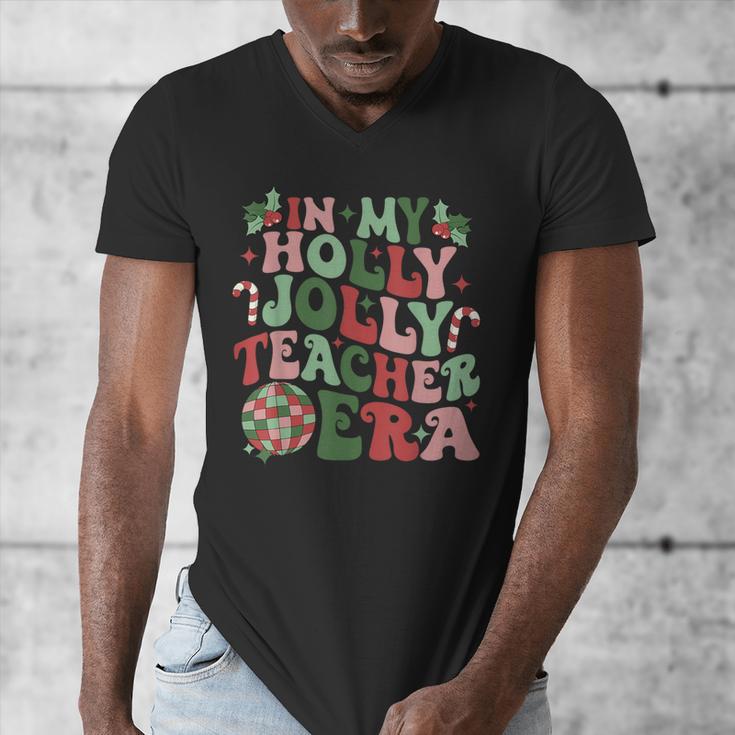 In My Holly Xmas Jolly Teacher Era Teacher Vibes Christmas For Men Women Kids Men's V-Neck T-Shirt, funny design In My Holly Xmas Jolly Teacher Era Teacher Vibes Christmas For Men Women Kids Men's V-Neck T-Shirt, funny design
