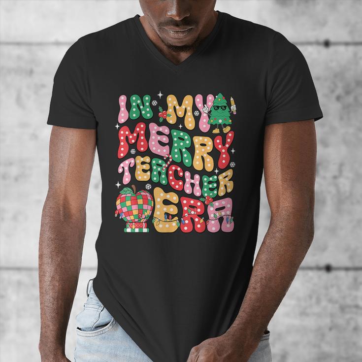 In My Holly Xmas Jolly Teacher Era Teacher Vibes Christmas Men's V-Neck T-Shirt, funny design In My Holly Xmas Jolly Teacher Era Teacher Vibes Christmas Men's V-Neck T-Shirt, funny design