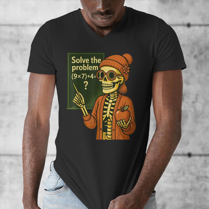 HUGvyn Halloween Skeleton Six Seven 67 Meme PEMDAS Teacher Men's V-Neck T-Shirt, funny design