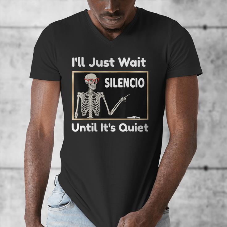 I'Ll Just Wait Until It's Quiet Spanish Teacher Halloween Men Women Kids Men's V-Neck T-Shirt, funny design