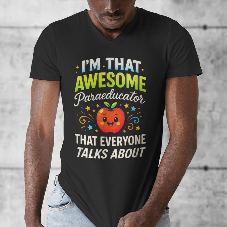 I'm That Awesome Paraeducator Teacher Men's V-Neck T-Shirt, funny design
