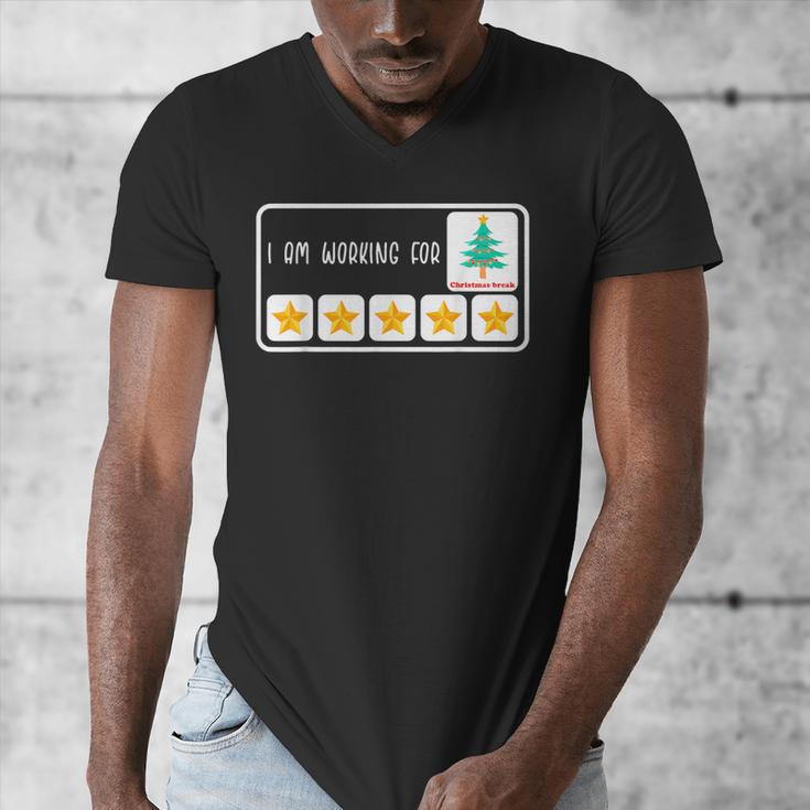 I'm Working For Christmas Break 5 Star Winter Teacher Stars Men's V-Neck T-Shirt, funny design I'm Working For Christmas Break 5 Star Winter Teacher Stars Men's V-Neck T-Shirt, funny design