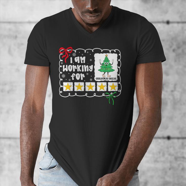 I'm Working For Christmas Break 5 Stars Christmas Teacher Men's V-Neck T-Shirt, funny design I'm Working For Christmas Break 5 Stars Christmas Teacher Men's V-Neck T-Shirt, funny design