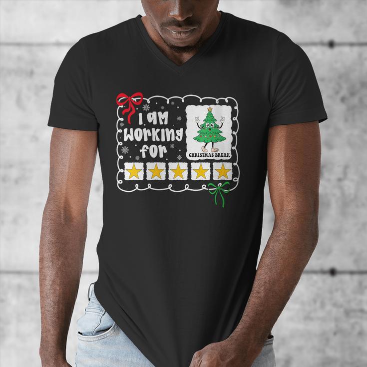 I'm Working For Christmas Break 5 Stars Christmas Teacher Men's V-Neck T-Shirt, funny design I'm Working For Christmas Break 5 Stars Christmas Teacher Men's V-Neck T-Shirt, funny design