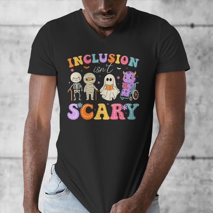 Inclusion Isn't Scary Ghost Halloween SLP Sped Teacher Men's V-Neck T-Shirt, funny design Inclusion Isn't Scary Ghost Halloween SLP Sped Teacher Men's V-Neck T-Shirt, funny design