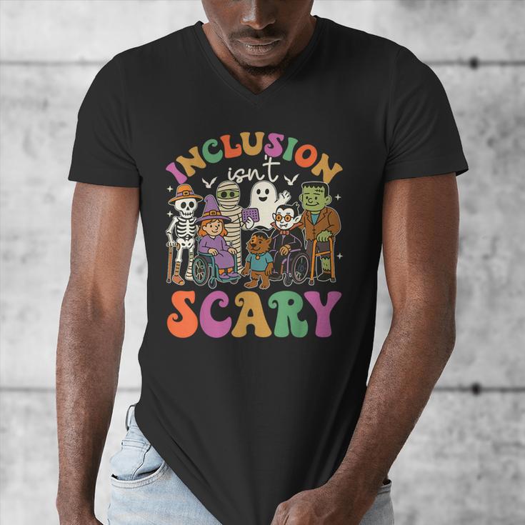 Inclusion Isnt Scary Halloween Skeleton Ghost Sped Teacher Men's V-Neck T-Shirt, funny design