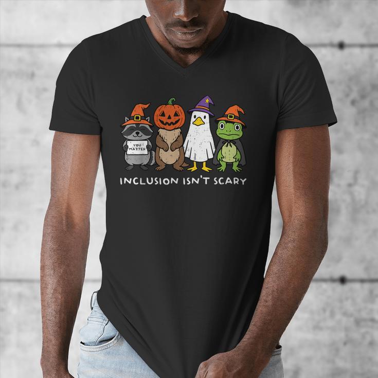 Inclusion Isn't Scary SLP Halloween Sped Teacher Animal Men's V-Neck T-Shirt, funny design