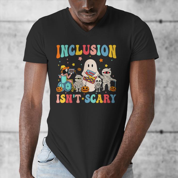 Inclusion Isn't Scary SLP Halloween Sped Teacher Therapy Men's V-Neck T-Shirt, funny design Inclusion Isn't Scary SLP Halloween Sped Teacher Therapy Men's V-Neck T-Shirt, funny design