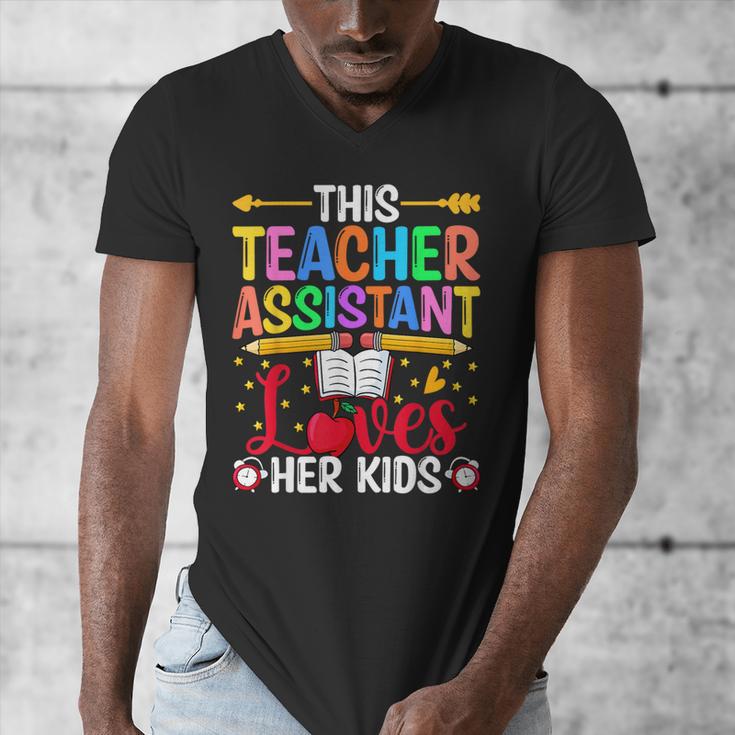 Instructional Assistant Loves Her Kids Teacher Assistant Men's V-Neck T-Shirt, funny design