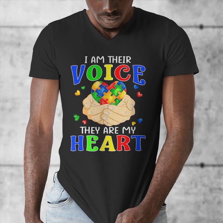 I Am Their Voice They Are My Heart Autism Awareness Teacher Men's V-Neck T-Shirt, funny design I Am Their Voice They Are My Heart Autism Awareness Teacher Men's V-Neck T-Shirt, funny design