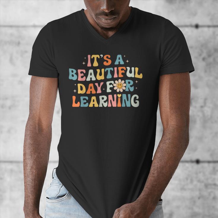 It's Beautiful Day For Learning Retro Teacher Women Men Men's V-Neck T-Shirt, funny design