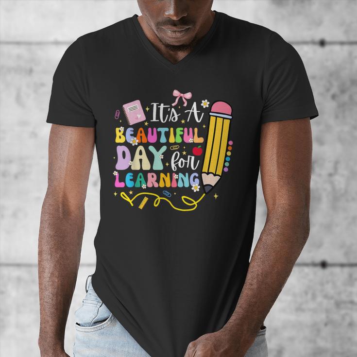It's Beautiful Day For Learning Teacher Students Girls Boys Men's V-Neck T-Shirt, funny design It's Beautiful Day For Learning Teacher Students Girls Boys Men's V-Neck T-Shirt, funny design