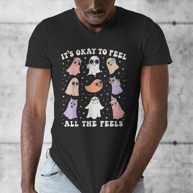 It’s Okay To Feel All The Feels Special Ed Teacher Halloween Men's V-Neck T-Shirt, funny design It’s Okay To Feel All The Feels Special Ed Teacher Halloween Men's V-Neck T-Shirt, funny design