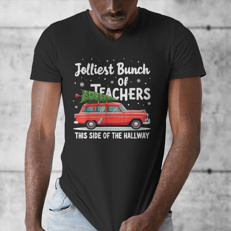 Jolliest Bunch Of Teachers This Side Of The Hallway Xmas PJ Men's V-Neck T-Shirt, funny design
