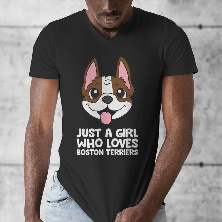Just a Girl Who Loves Boston Terriers Men's V-Neck T-Shirt, funny design