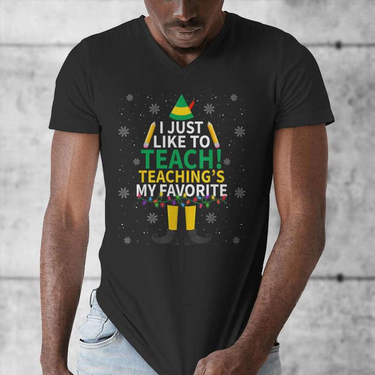 I Just Like To Teach Teaching My Favorite Christmas Teacher Men's V-Neck T-Shirt, funny design