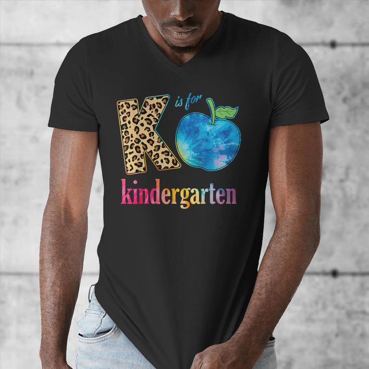 K Is For Kindergarten Teacher Tie Dye Back To School Kinder For Men Women Girls Kids Men's V-Neck T-Shirt, funny design K Is For Kindergarten Teacher Tie Dye Back To School Kinder For Men Women Girls Kids Men's V-Neck T-Shirt, funny design
