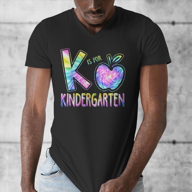 K Is For Kindergarten Teacher Tie Dye Back To School Kinder Men's V-Neck T-Shirt, funny design K Is For Kindergarten Teacher Tie Dye Back To School Kinder Men's V-Neck T-Shirt, funny design