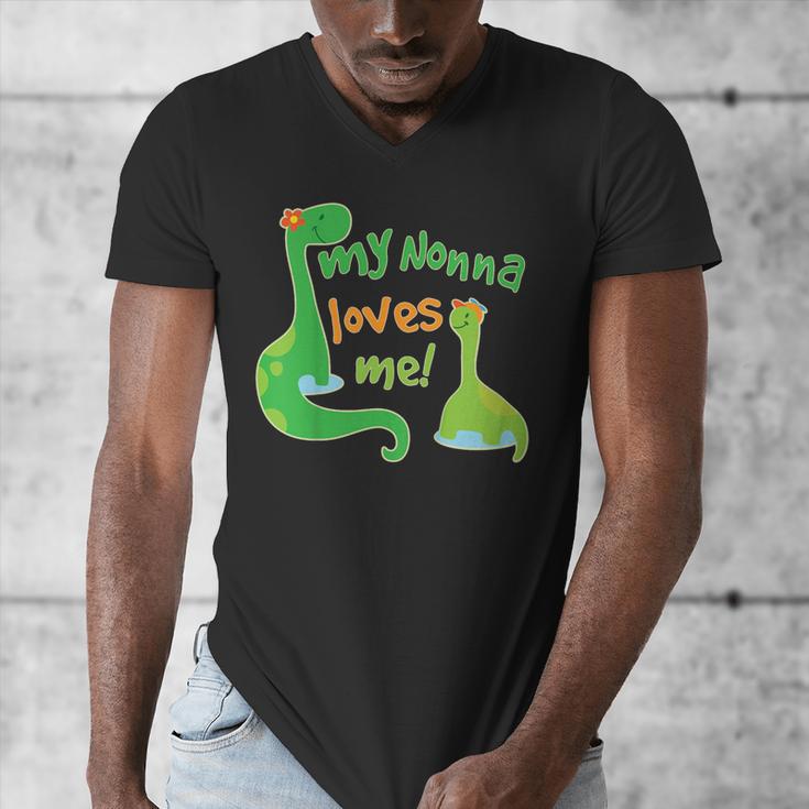 Kids My Nonna Loves Me Dinosaur Grandson Men's V-Neck T-Shirt, funny design
