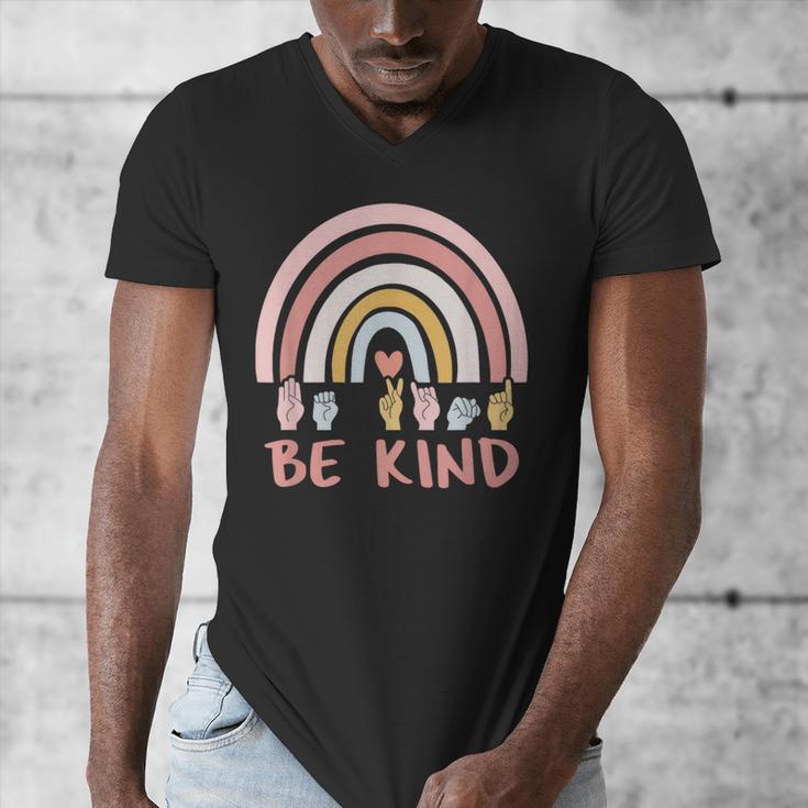 Be Kind ASL Sign Language Deaf SPED Teacher Kids Men Women Men's V-Neck T-Shirt, funny design