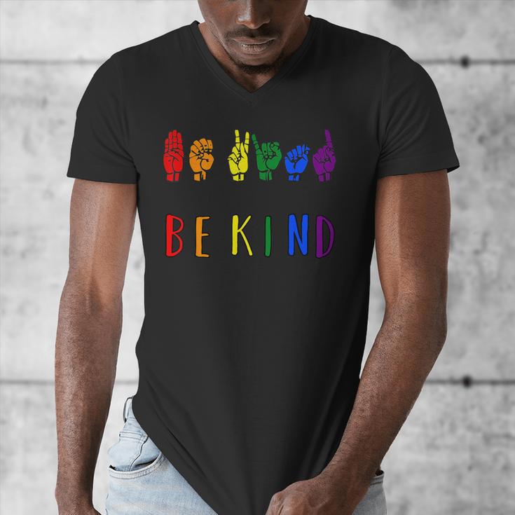 Be Kind Pride Sign Language Rainbow Teachers Interpreter ASL Men's V-Neck T-Shirt, funny design