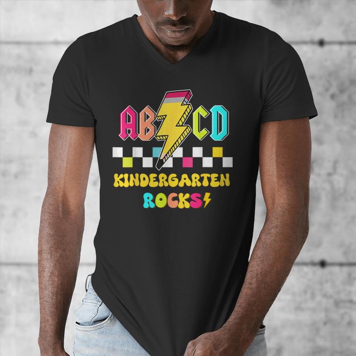 Kindergarten ABCD Rocks Teacher Student Back To School Men's V-Neck T-Shirt, funny design