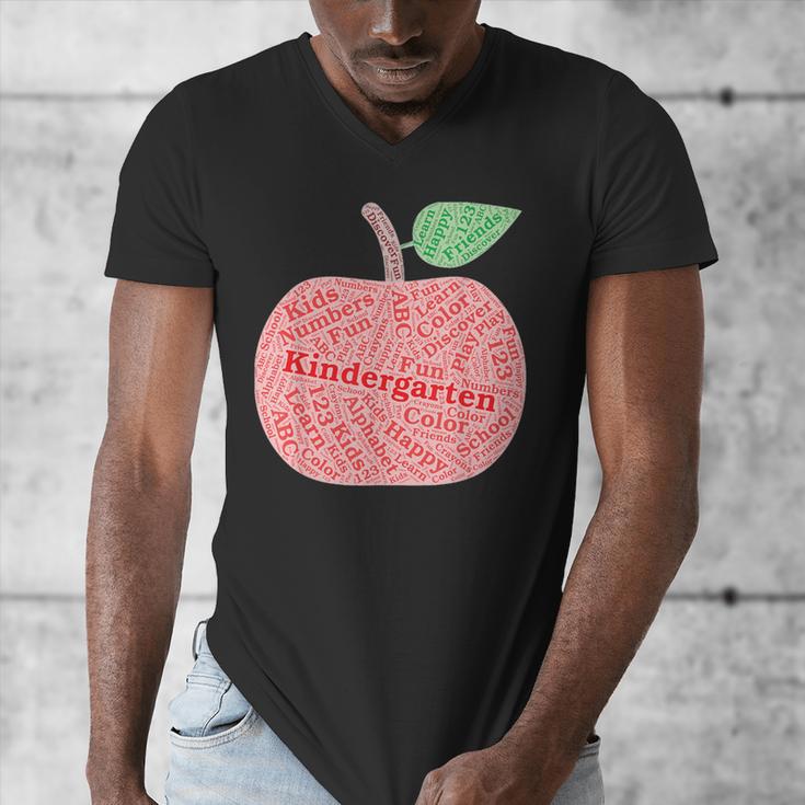Kindergarten Apple Word Art For Teachers & Students Men's V-Neck T-Shirt, funny design