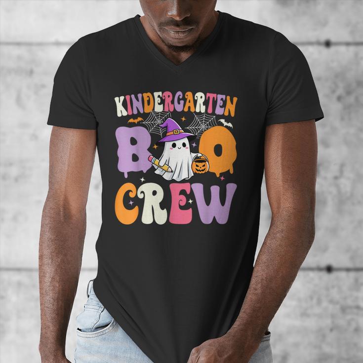 Kindergarten Boo Crew Spooky Kindergarten Halloween Teacher Men's V-Neck T-Shirt, funny design