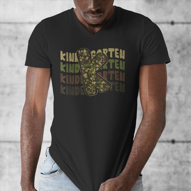 Kindergarten Camo Camouflage Boy Teacher Back To School Men's V-Neck T-Shirt, funny design