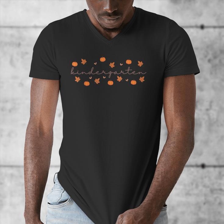 Kindergarten Teacher Pumpkin Autumn Leaves Kinder Team Fall Men's V-Neck T-Shirt, funny design Kindergarten Teacher Pumpkin Autumn Leaves Kinder Team Fall Men's V-Neck T-Shirt, funny design