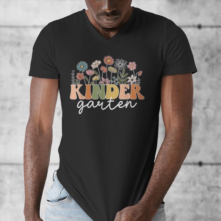 Kindergarten Teacher Wildflower Back To School Floral Outfit Men Women Men's V-Neck T-Shirt, funny design Kindergarten Teacher Wildflower Back To School Floral Outfit Men Women Men's V-Neck T-Shirt, funny design