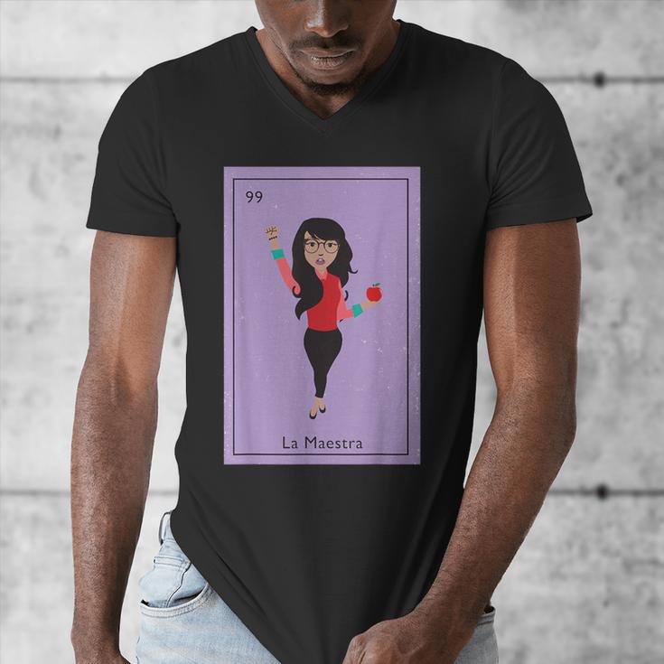 La Maestra Mexican Bingo Card Teacher Lottery Card Men's V-Neck T-Shirt, funny design