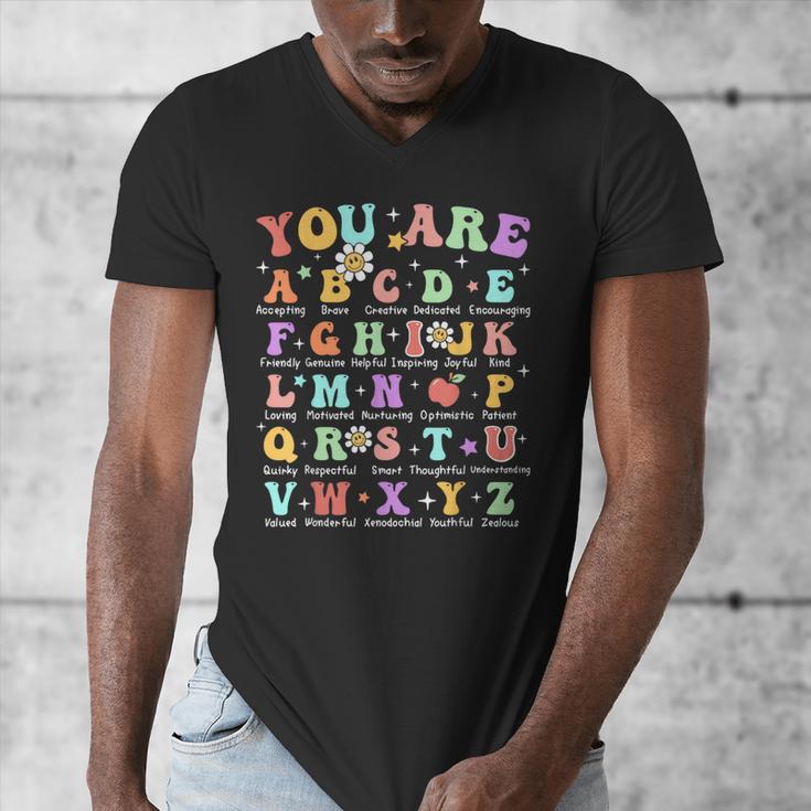 You Are Letters Alphabet Learn ABCs Inspiration Teacher Life Men's V-Neck T-Shirt, funny design