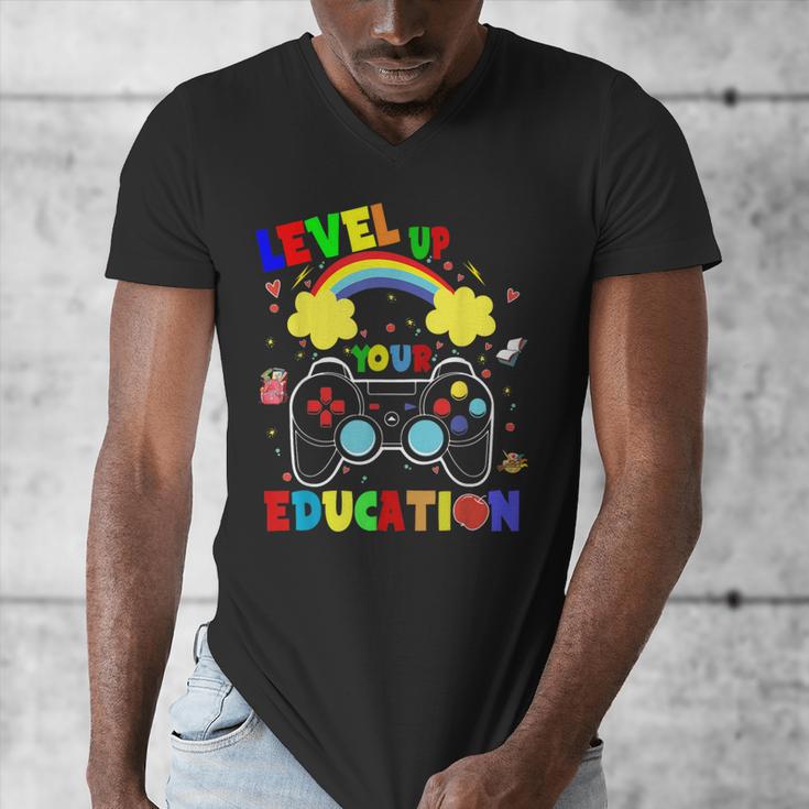 Level Up Your Education Gaming Inspired Teacher Gamers For Men Women Kids Men's V-Neck T-Shirt, funny design Level Up Your Education Gaming Inspired Teacher Gamers For Men Women Kids Men's V-Neck T-Shirt, funny design