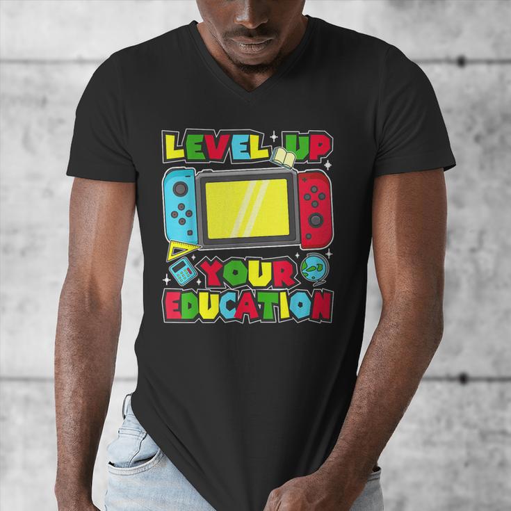 Level Up Your Education Gaming Inspired Teacher Gamers Men's V-Neck T-Shirt, funny design Level Up Your Education Gaming Inspired Teacher Gamers Men's V-Neck T-Shirt, funny design