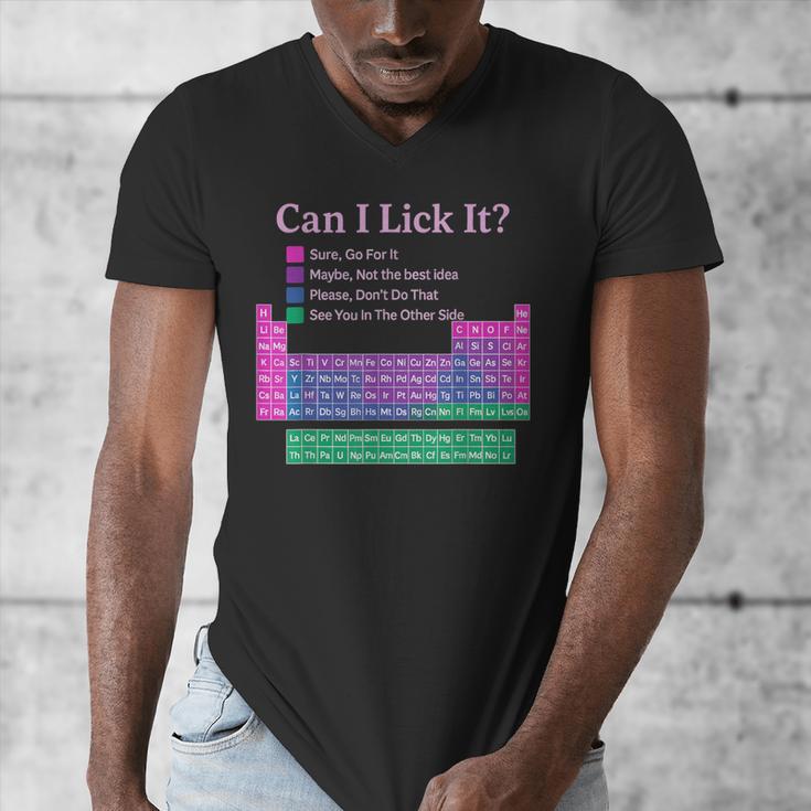 Can I Lick It Periodic Table Teacher Student Kids Men's V-Neck T-Shirt, funny design