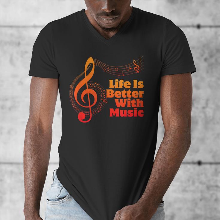 Life Is Better With Music Theory Musician Teacher Notes Clef Men's V-Neck T-Shirt, funny design