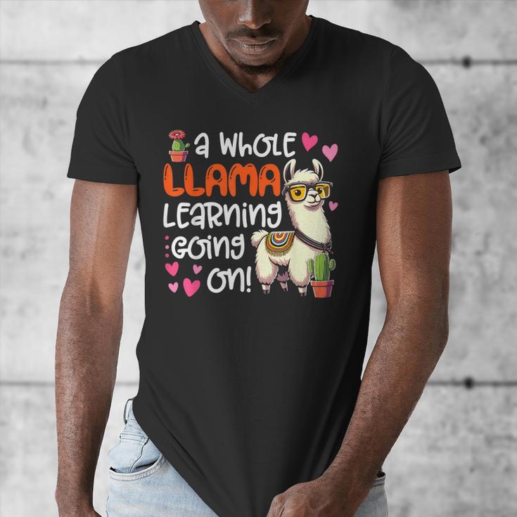 Llama Learning Teachers Students Alpaca Lover Back To School Men's V-Neck T-Shirt, funny design Llama Learning Teachers Students Alpaca Lover Back To School Men's V-Neck T-Shirt, funny design