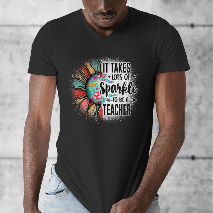 It Take Lots Of Sparkle To Be A Teacher With Sunflower Men's V-Neck T-Shirt, funny design