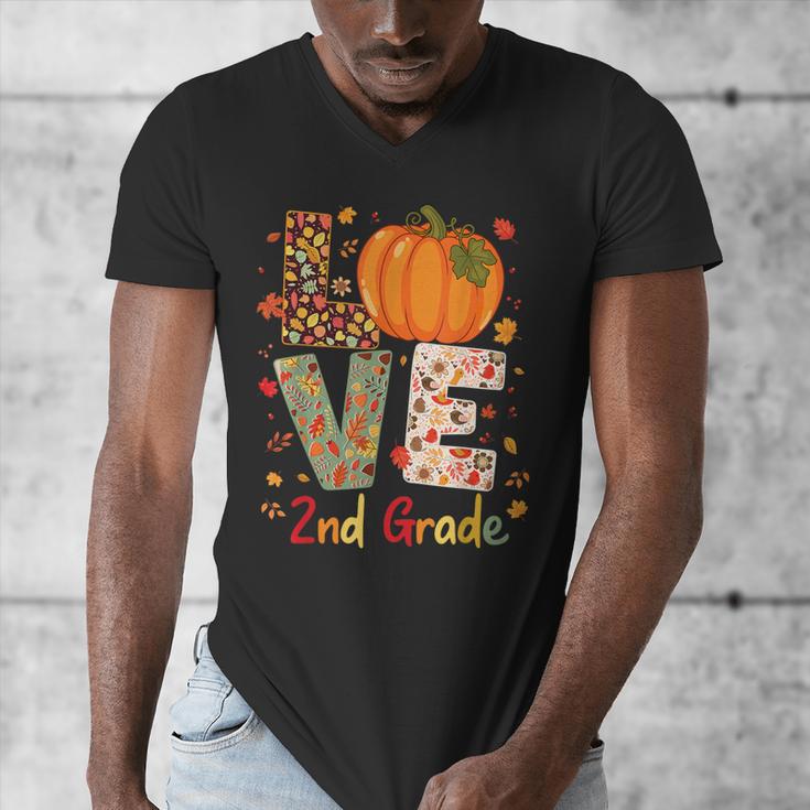 Love 2nd Grade Happy Fall Thanksgiving For 2nd Teacher For Men Women Girls Kids Men's V-Neck T-Shirt, 2nd Grade Teacher Gifts, funny design