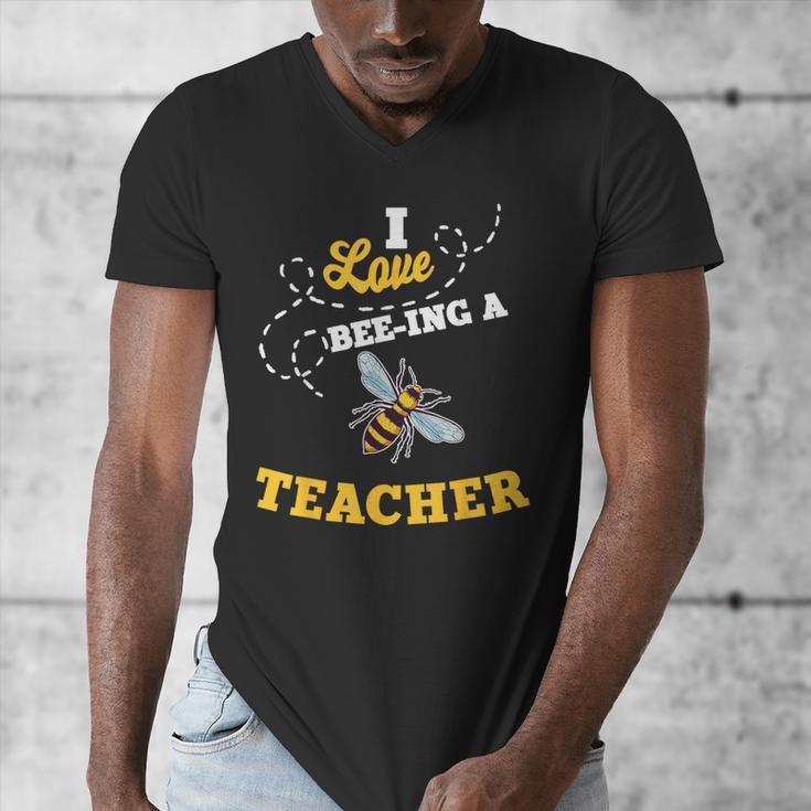 I Love Bee-Ing A Teacher Honey Bee Job Profession Men's V-Neck T-Shirt, funny design