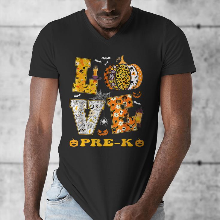 LOVE Pre-K Pumpkin Teacher Student Halloween Costume Men's V-Neck T-Shirt, funny design